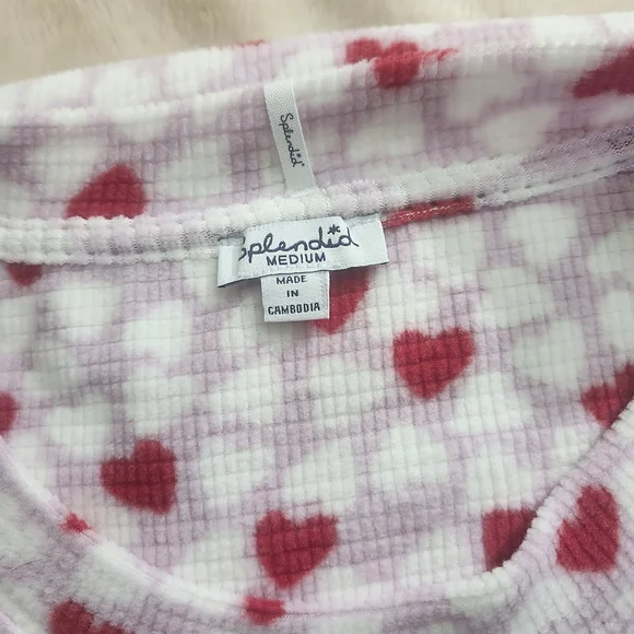 Splendid Pink and White Heart Pajama Set - Picture 2 of 4